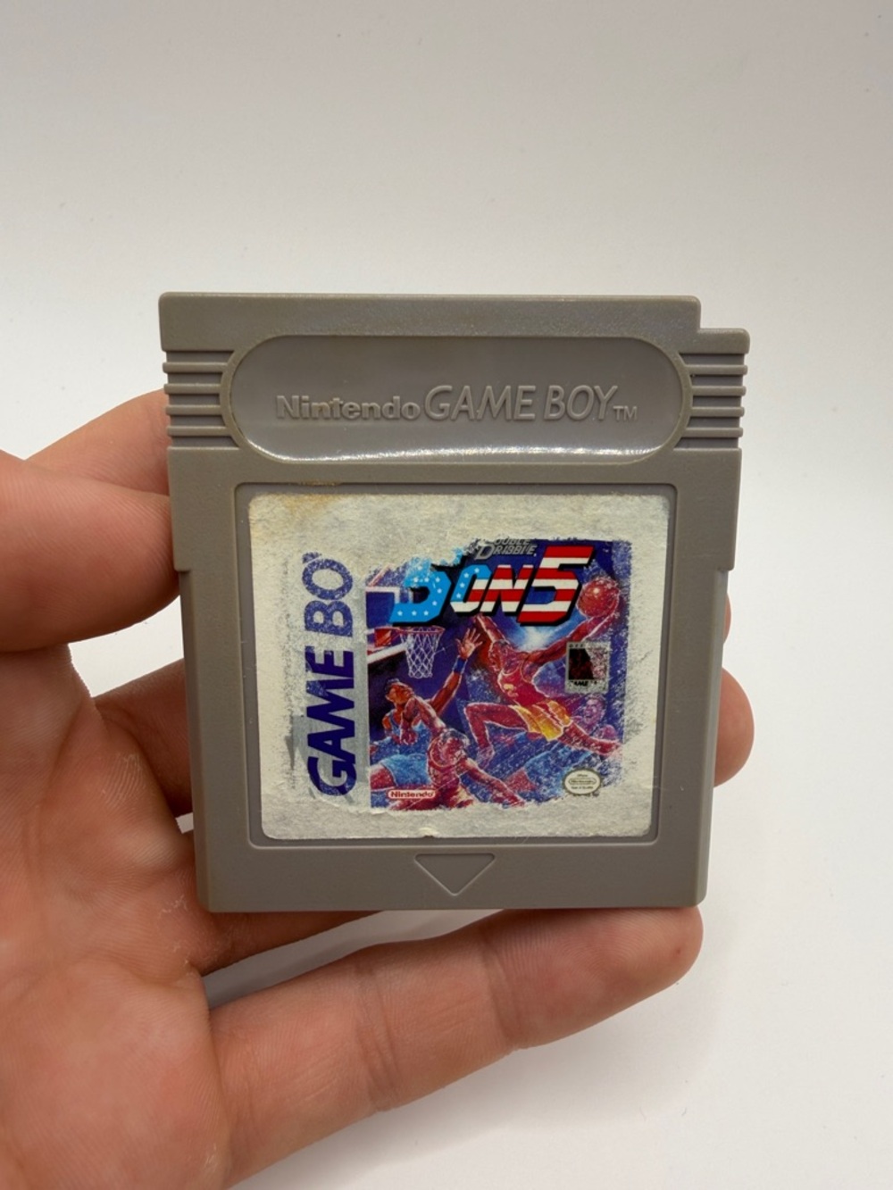 Double Dribble 5 ON 5 Nintendo Game Boy Cartridge 1991 Gray Multicolor Label